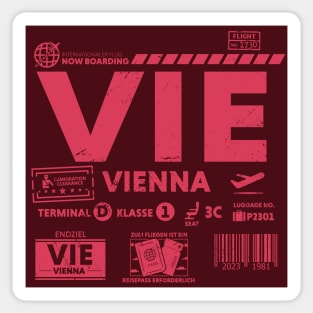 Vintage Vienna VIE Airport Code Travel Day Retro Travel Tag Sticker